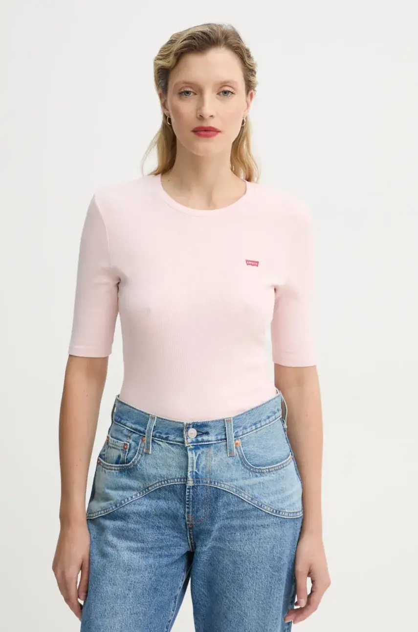Tričko Levi's LUCA SLIM TEE dámske, ružová farba, A3388