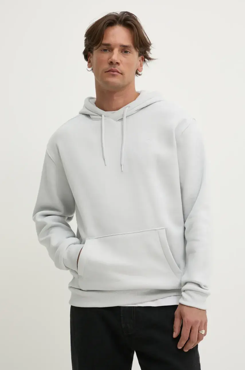 Mikina Hollister Co. pánska, šedá farba, s kapucňou, jednofarebná, KI322-5034