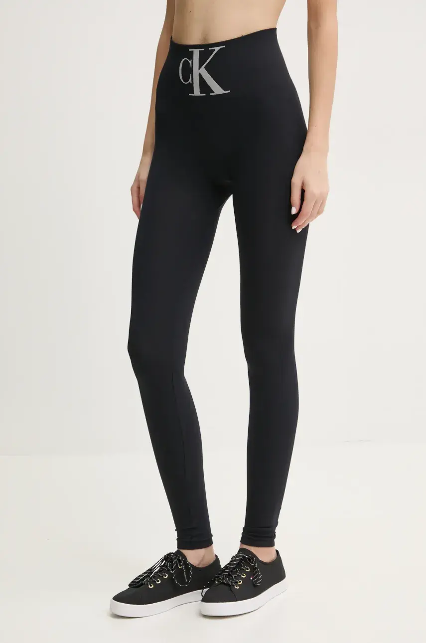 Legíny Calvin Klein Jeans dámske, čierna farba, s potlačou, 701233380