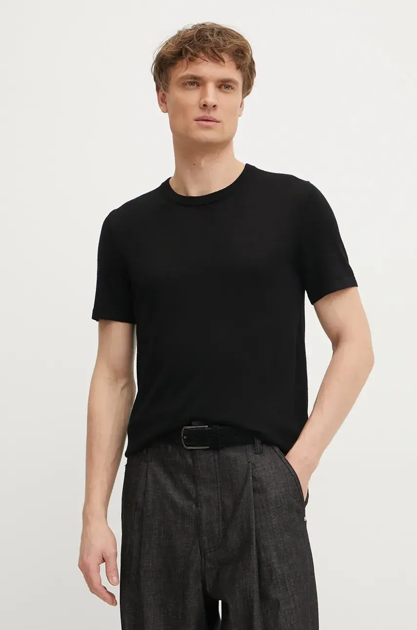 Vlnený sveter Michael Kors pánsky, čierna farba, tenký, CR560DE7AP