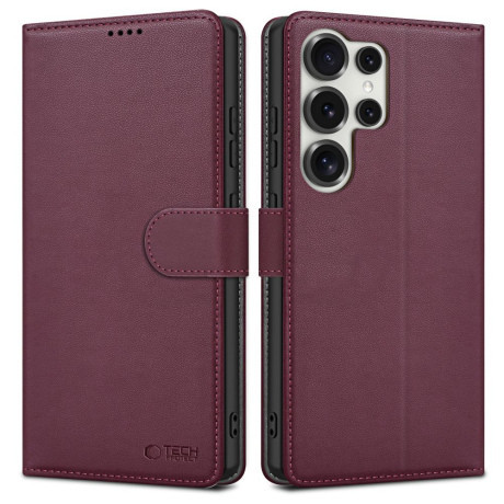 Tech-Protect Wallet knižkové puzdro na Samsung Galaxy S25 Ultra, bordové