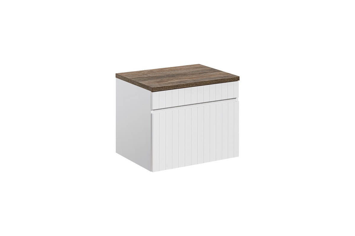 Závěsná skříňka Iconic s deskou 60 cm bílá/dub santa fe vintage