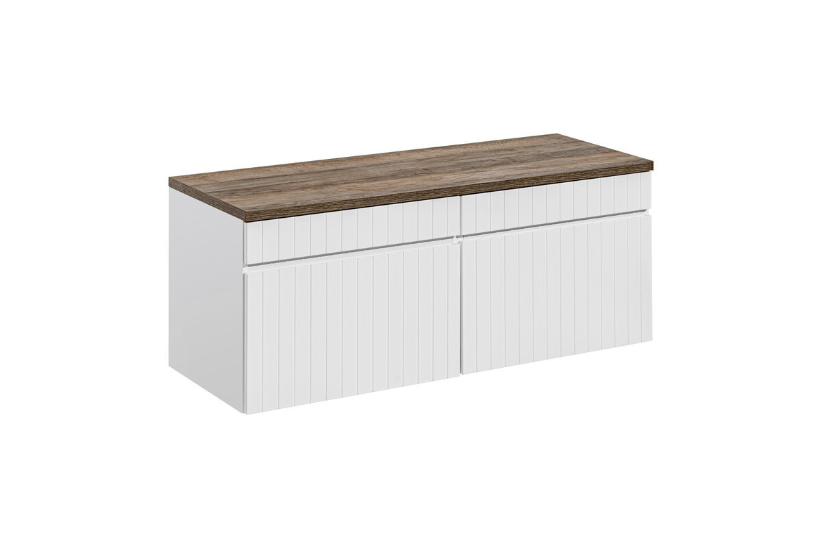 Závěsná skříňka pod umyvadlo Iconic s deskou 160 cm bílá/dub santa fe vintage