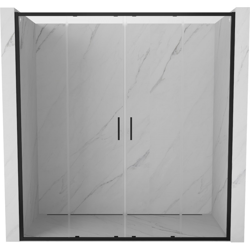 MEXEN/S - Exo dvojité posuvné sprchové dvere 190 cm, transparent, čierna 8152-190-000-70-00