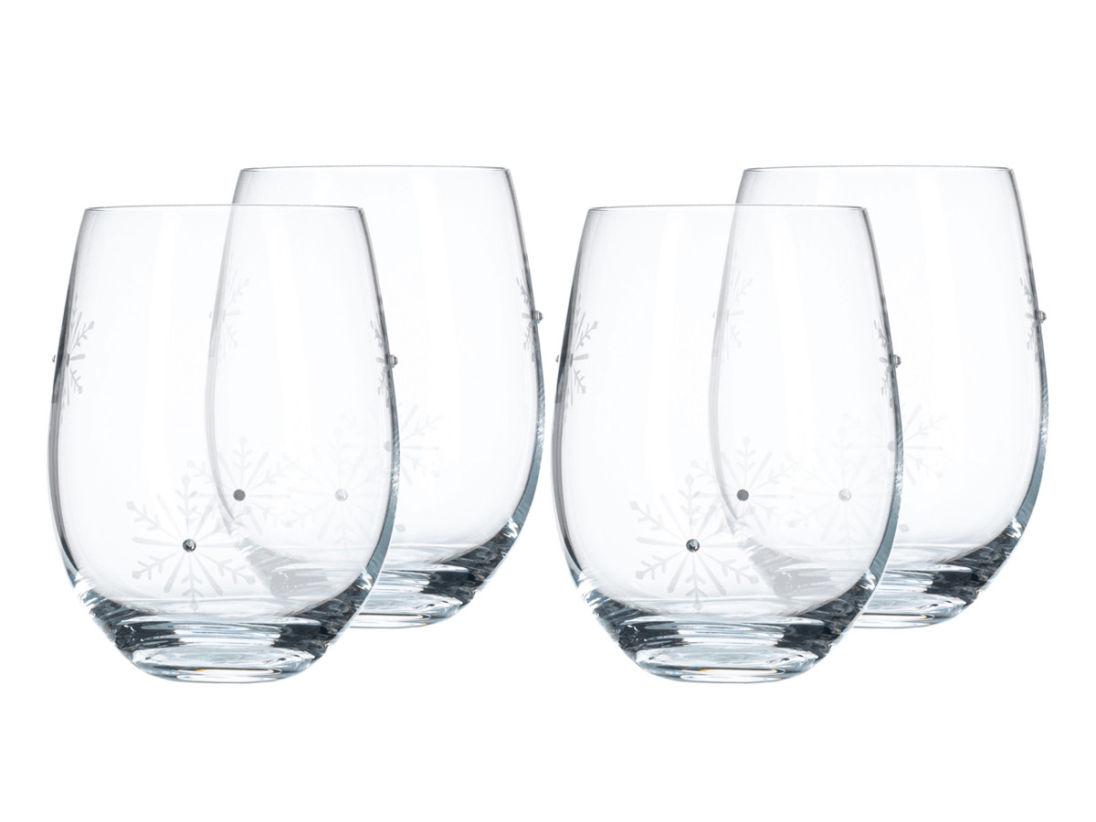 KONDELA Snowflake Strik pohár na šampanské (4 ks) 530 ml priehľadná / biela