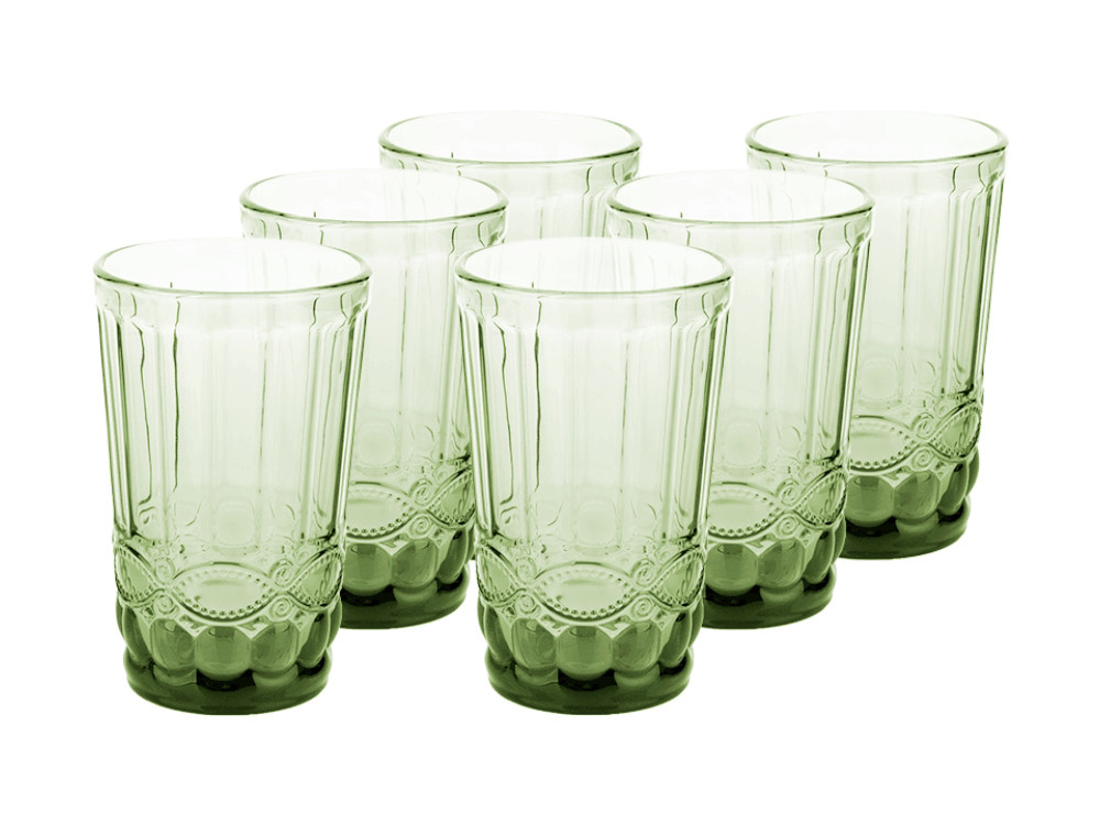 KONDELA Fregata Typ 6 pohár na vodu (6 ks) 350 ml zelená