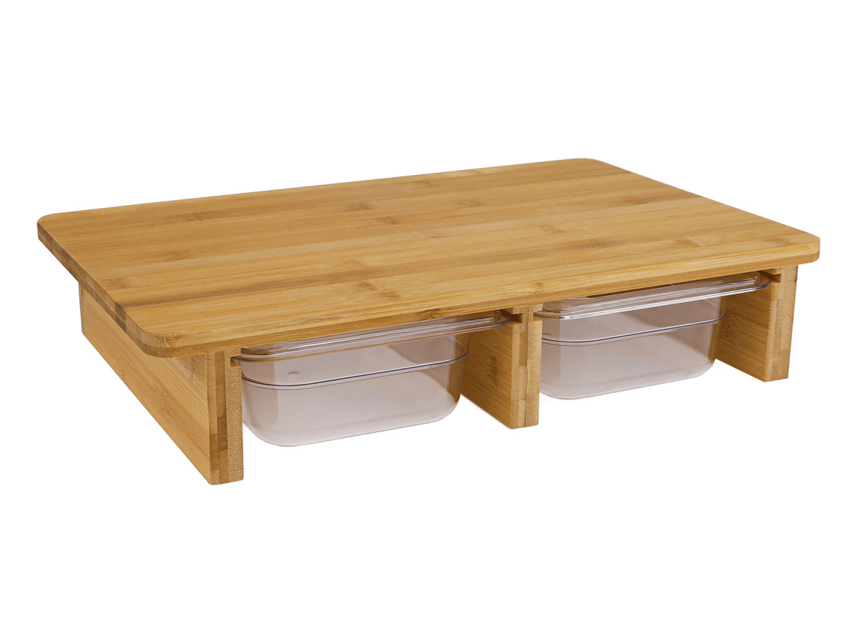 KONDELA Tarek Typ 2 drevená doska na krájanie so zásuvkou prírodná / priehľadná