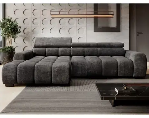 Rohová sedačka Bull,grafitová tkanina,ľavý roh,elektrické polohovanie%
