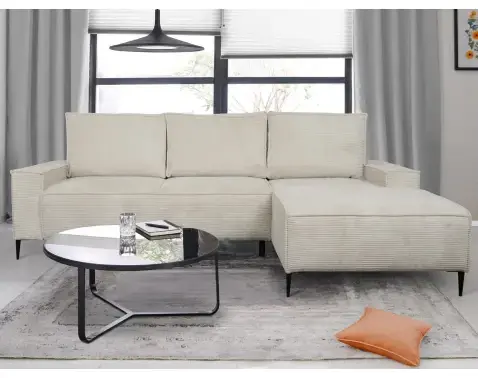 Rohová sedačka Aarnus, krémová štruktúrovaná látka%