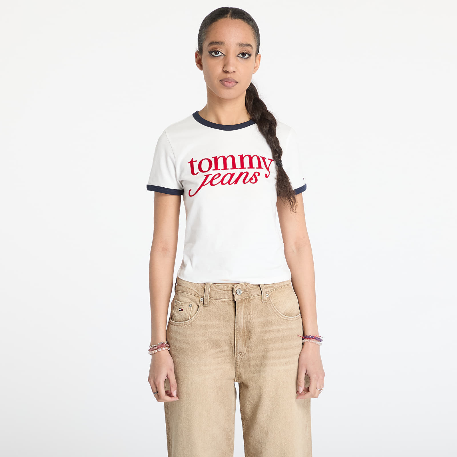 Tričko Tommy Jeans Slim Script Tee White XS