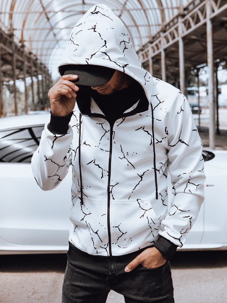 Bluza męska rozpinana z nadrukiem biała Dstreet