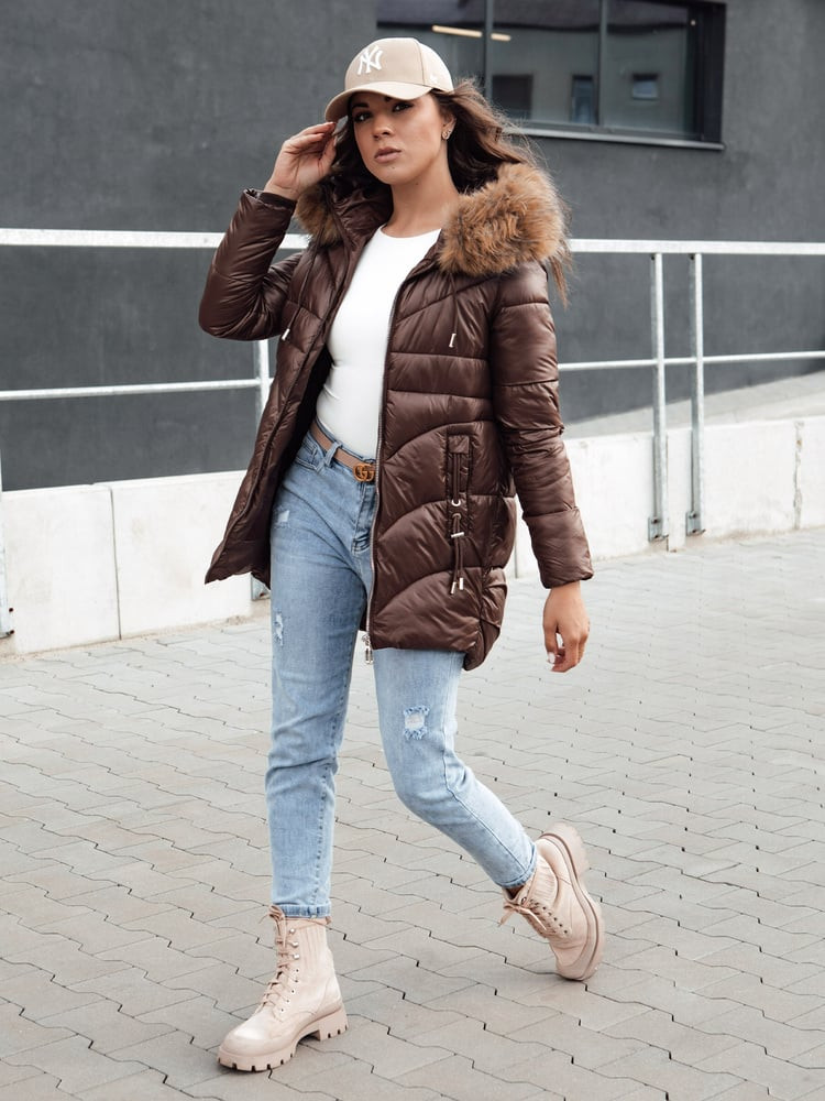 Kurtka damska zimowa WINTERCHIC kawowa Dstreet