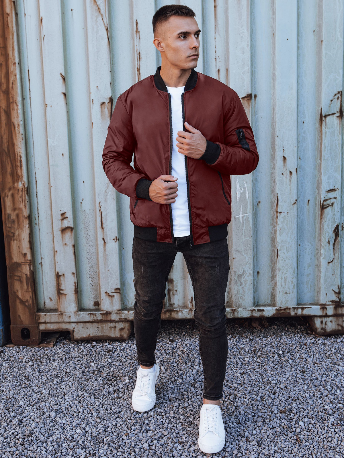 Kurtka męska bomber jacket bordowa Dstreet