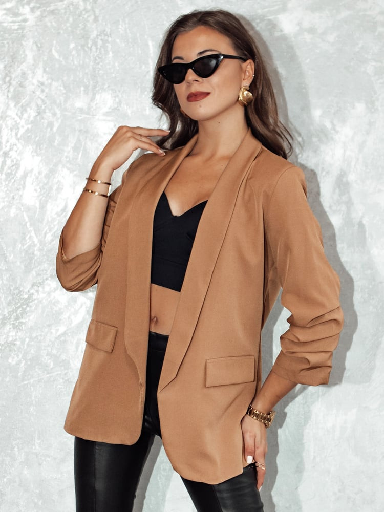 Marynarka damska one size MARANTTA kamelowa Dstreet