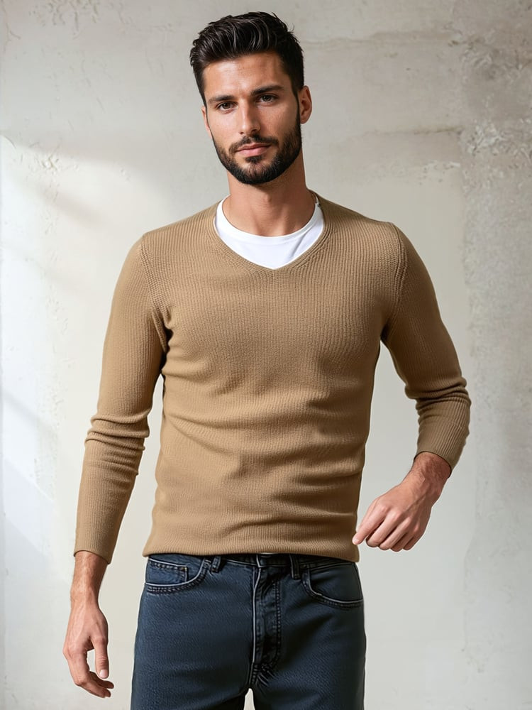 DStreet Sweter męski brązowy
