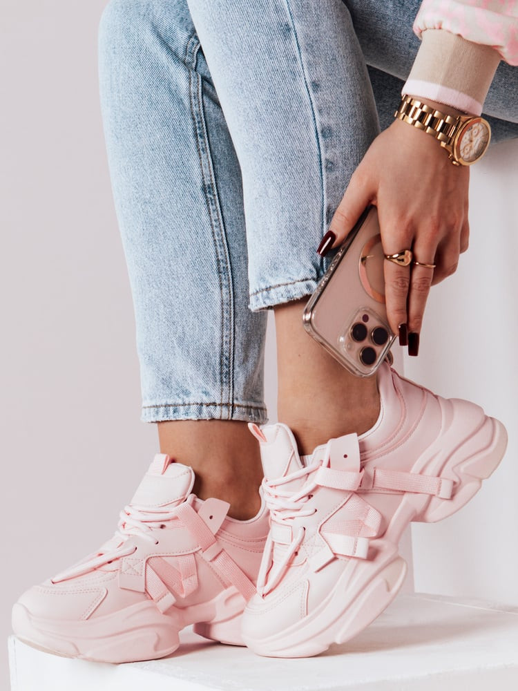 Sneakersy damskie na platformie VISTARUN różowe Dstreet