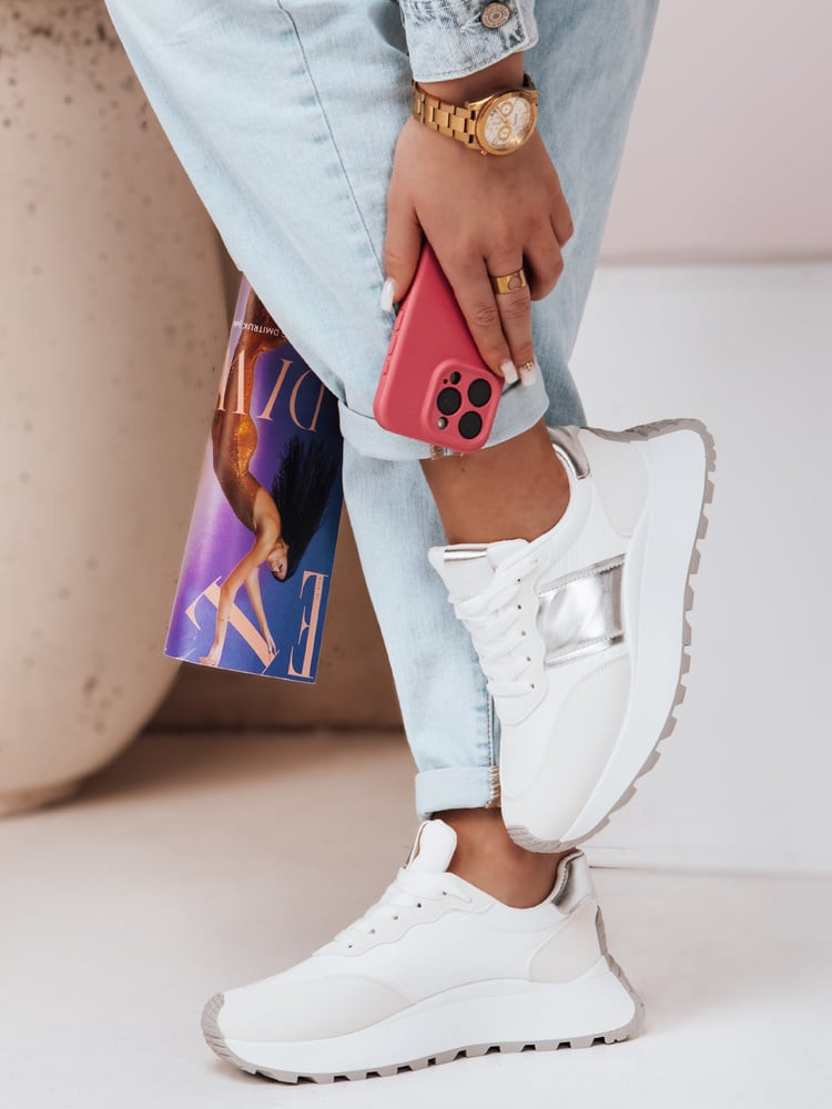 Sneakersy damskie na płaskiej podeszwie NEWSTREET białe Dstreet