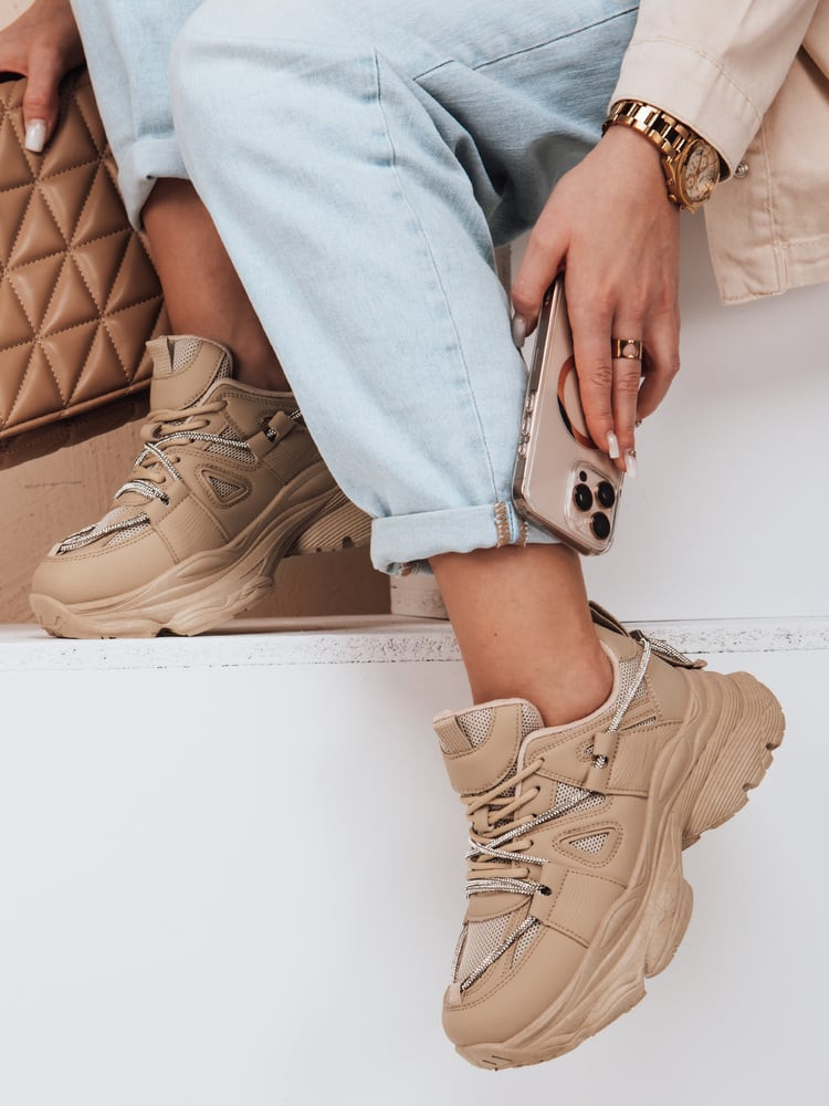 Sneakersy damskie na grubszej podeszwie NEWMOVE khaki Dstreet