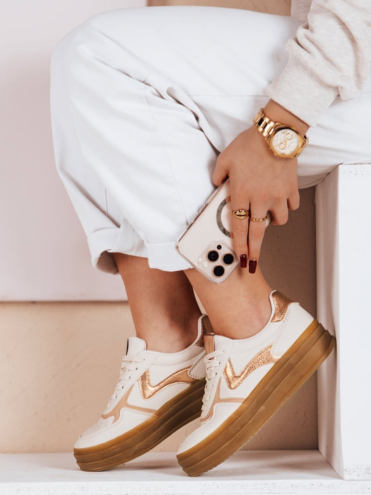 Sportowe sneakersy damskie SPARKSOLO beżowe Dstreet