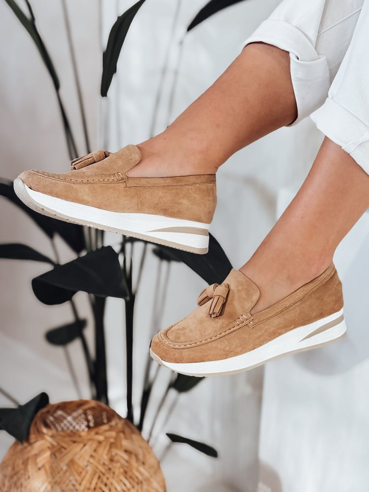 Mokasyny damskie na lekkim koturnie MOCCKO khaki Dstreet