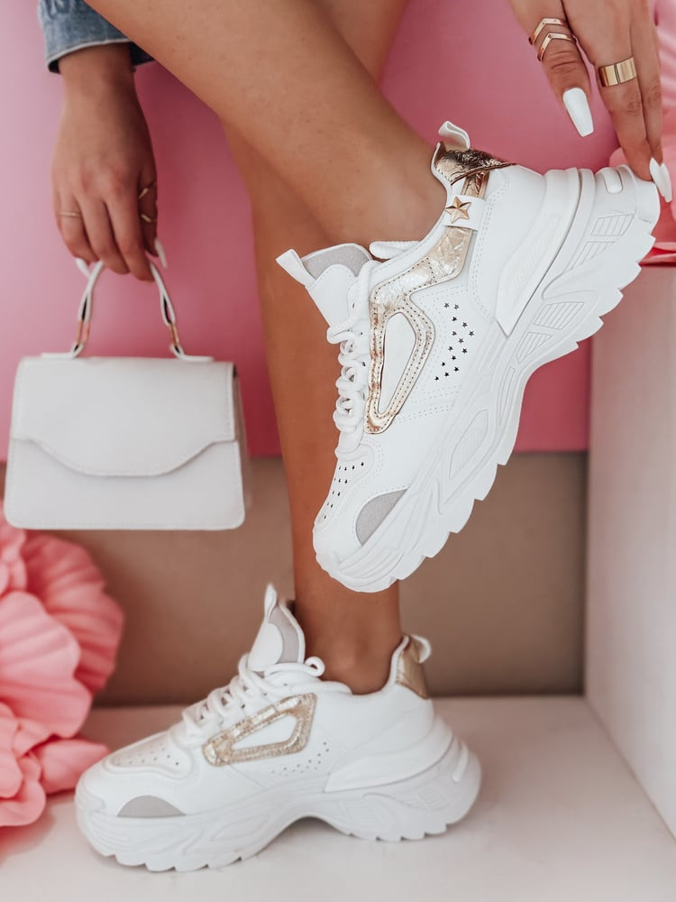 Sneakersy damskie na platformie CELESTIC białe Dstreet