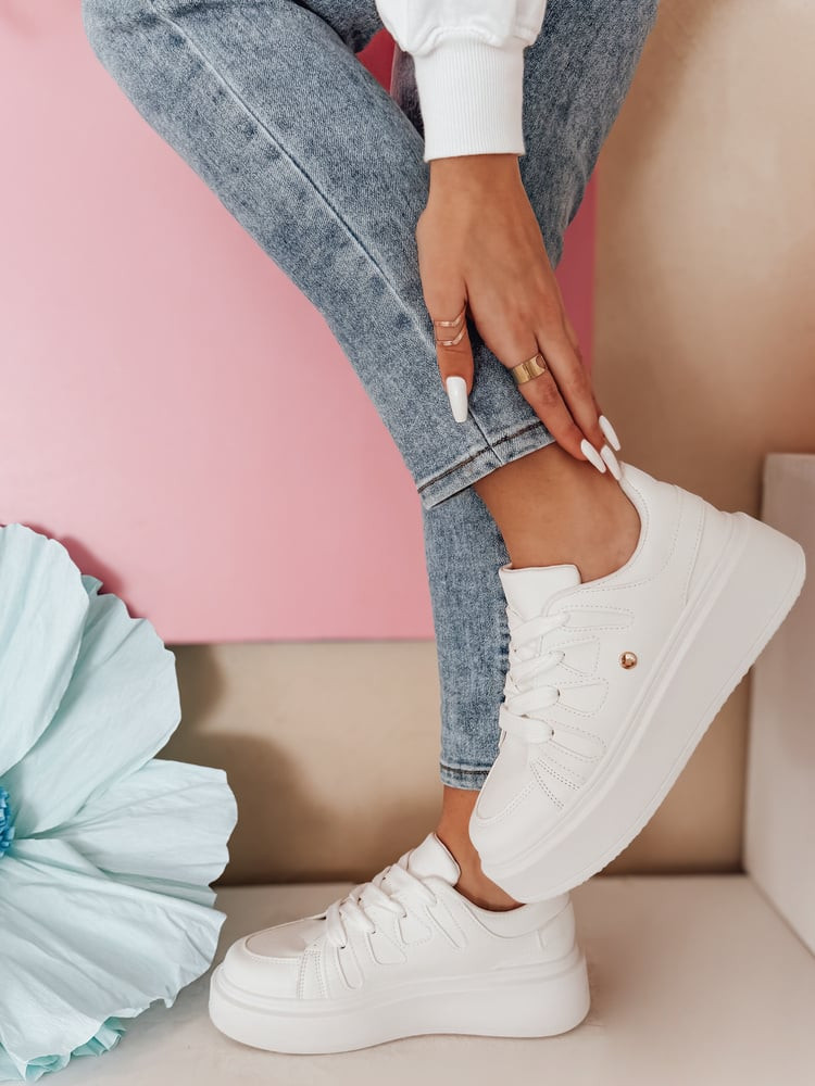 Sneakersy damskie na platformie UPLEFT białe Dstreet