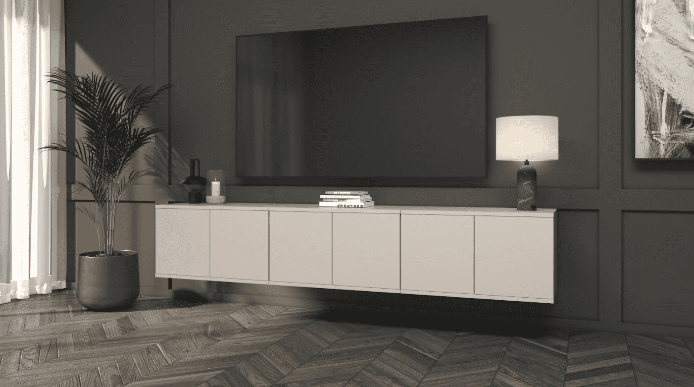 ArtPK Závesný TV stolík BIANCO | 210 cm