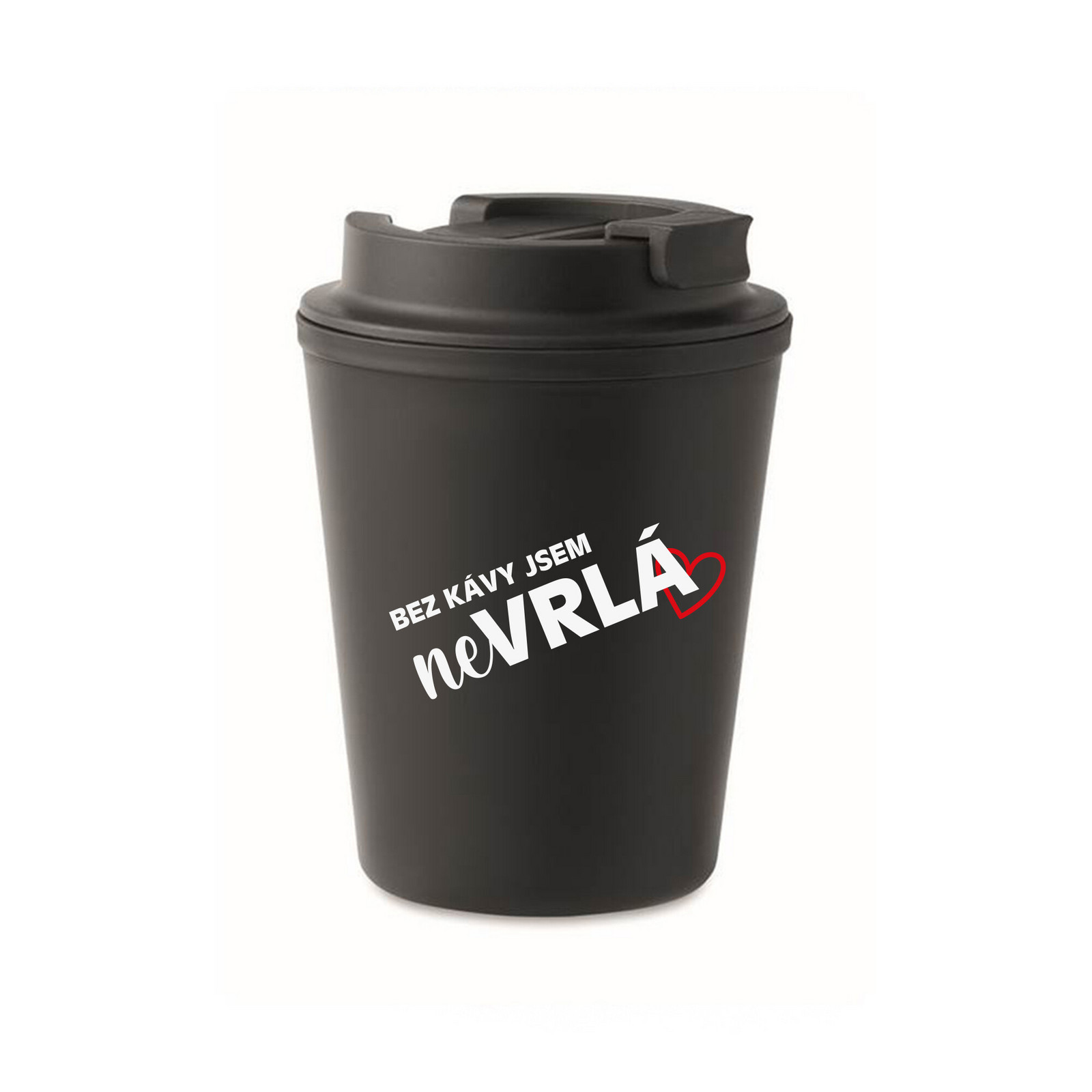 BEZ KÁVY JSEM NEVRLÁ - černý termohrnek 300 ml