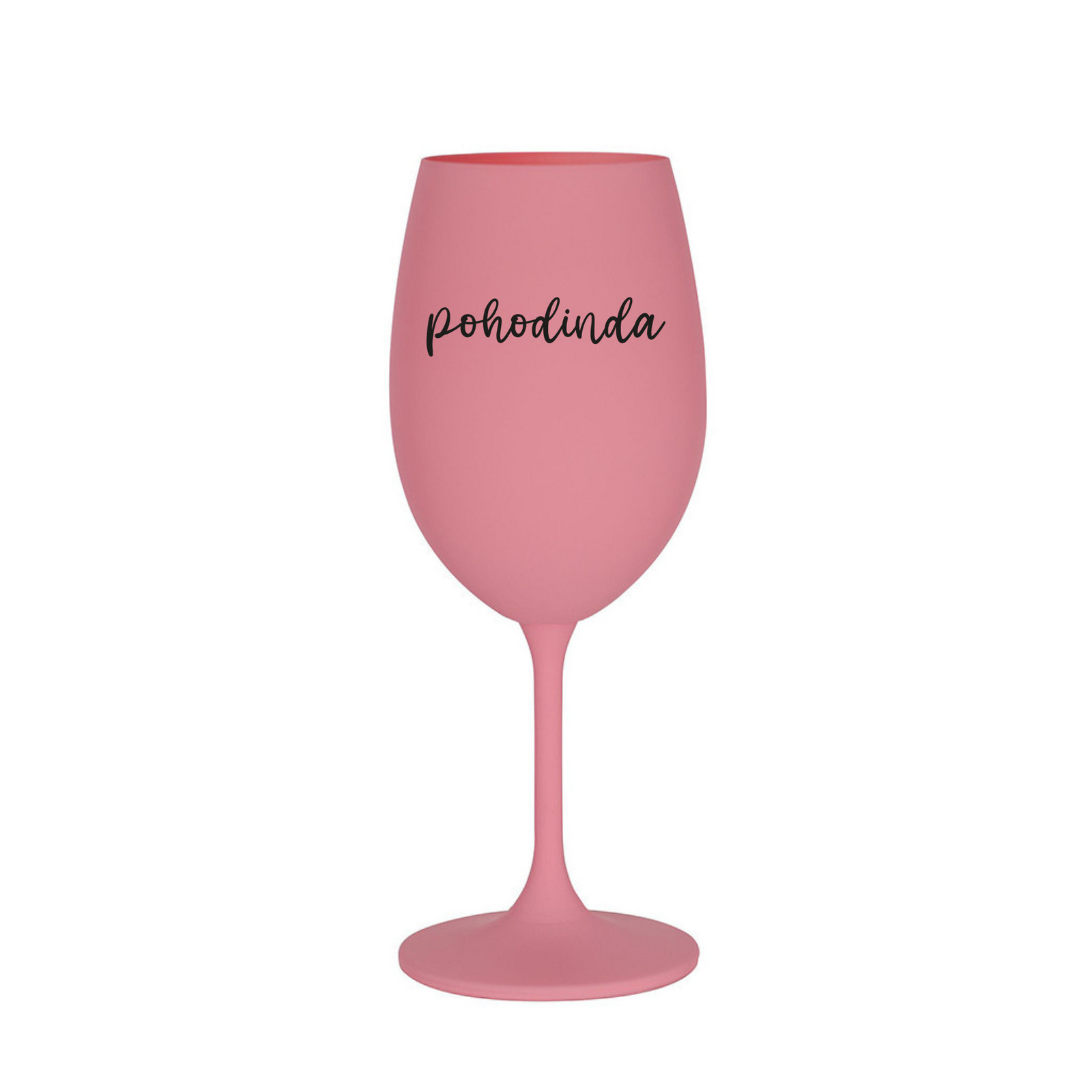 POHODINDA - růžová sklenice na víno 350 ml
