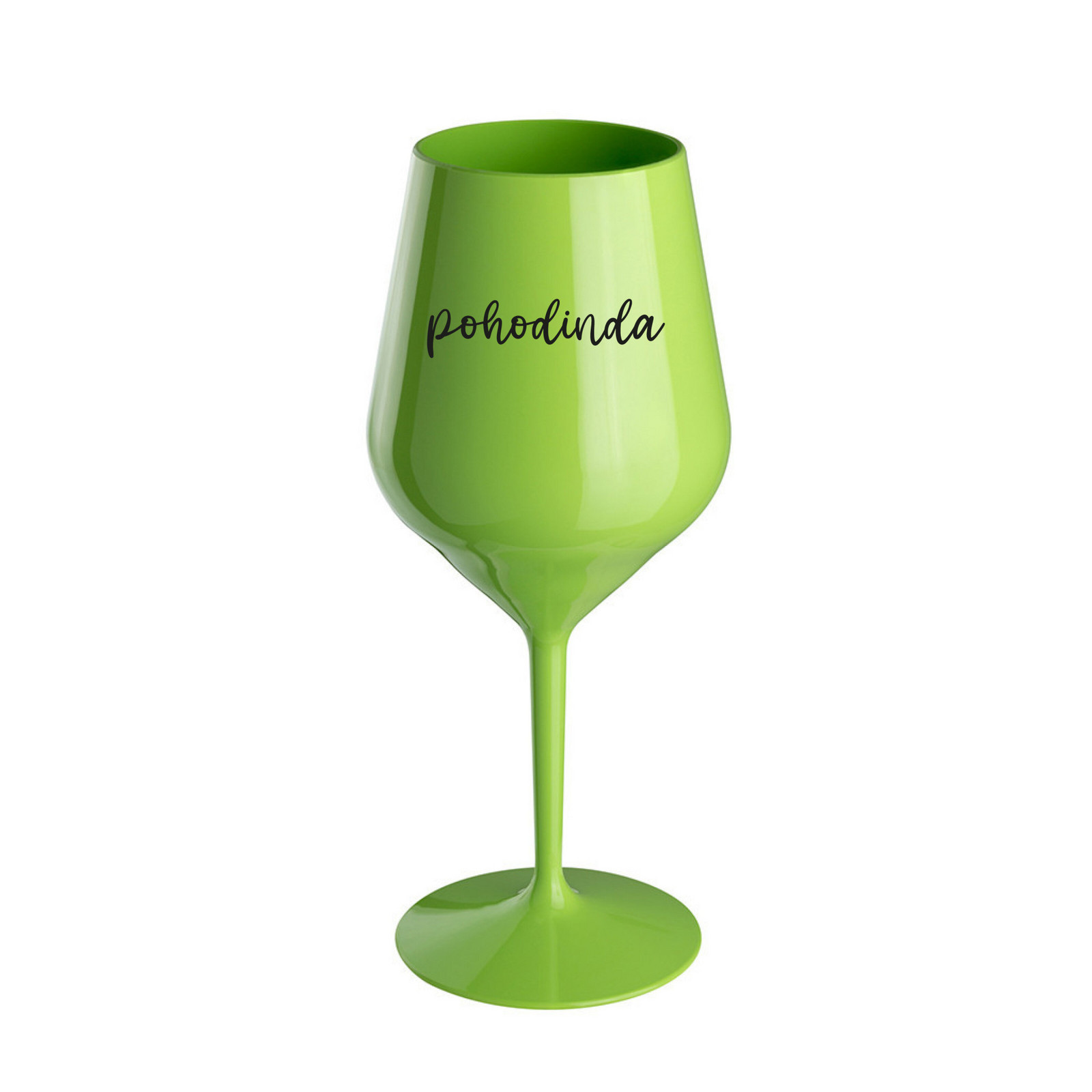 POHODINDA - zelená nerozbitná sklenice na víno 470 ml