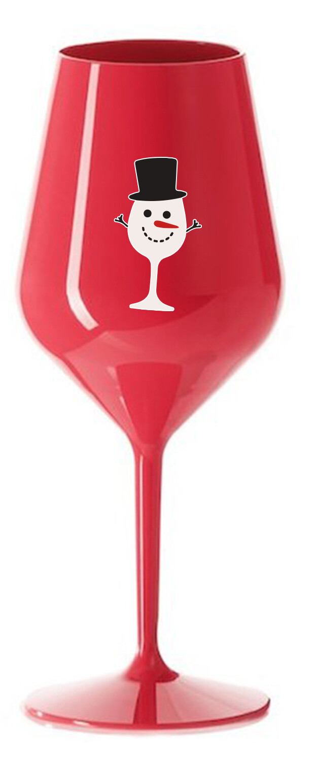 SNĚHULÁČEK - červená nerozbitná sklenice na víno 470 ml