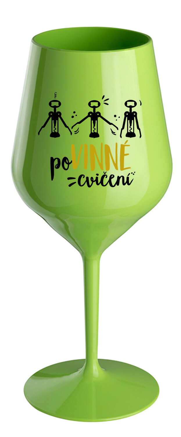 POVINNÉ CVIČENÍ - zelená nerozbitná sklenice na víno 470 ml