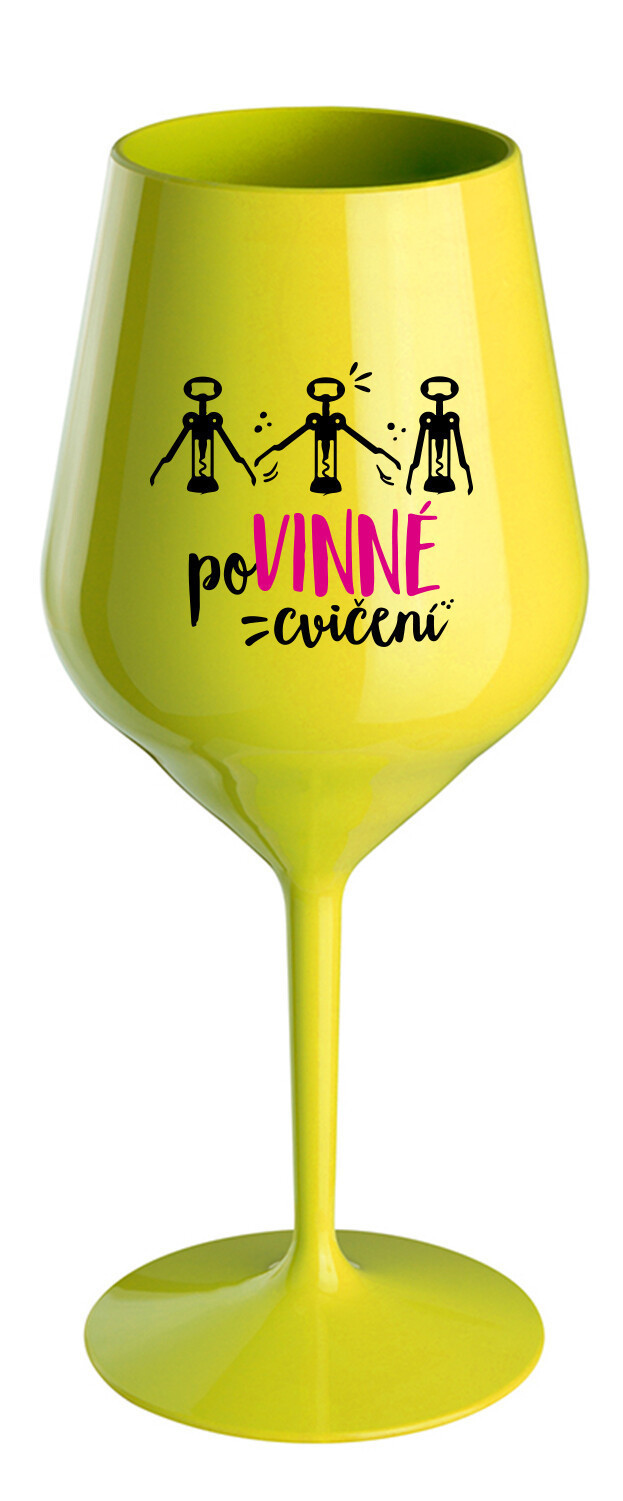 POVINNÉ CVIČENÍ - žlutá nerozbitná sklenice na víno 470 ml