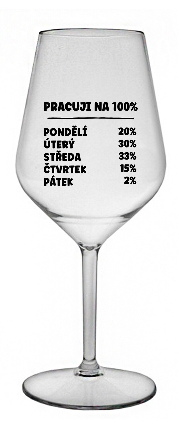 PRACUJI NA 100% - čirá nerozbitná sklenice na víno 470 ml