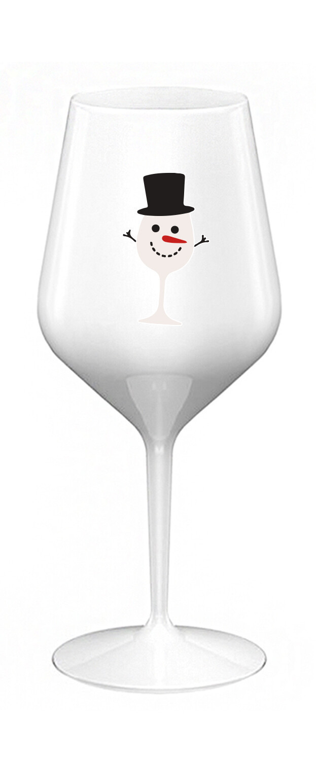 SNĚHULÁČEK - bílá nerozbitná sklenice na víno 470 ml