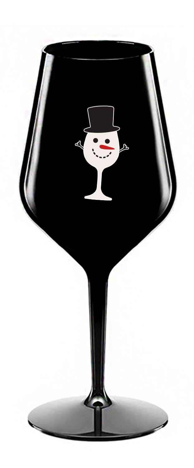 SNĚHULÁČEK - černá nerozbitná sklenice na víno 470 ml
