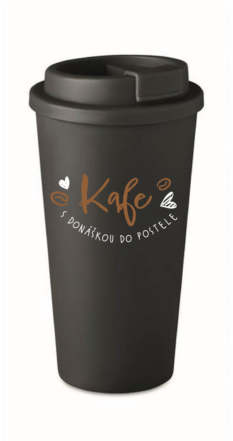 KAFE S DONÁŠKOU DO POSTELE - černý termohrnek 475 ml