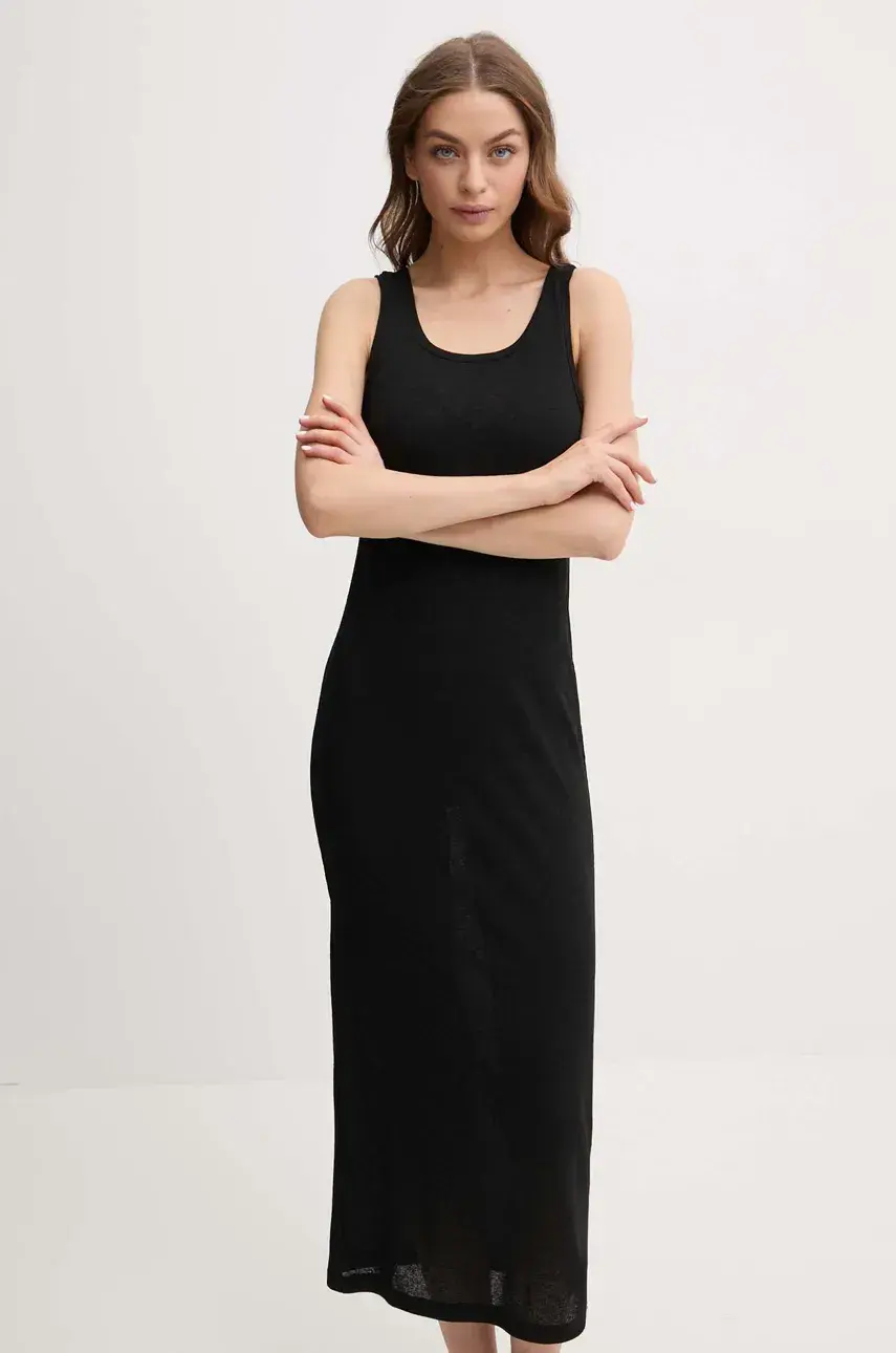 Šaty Calvin Klein čierna farba, midi, priliehavá, KW0KW02821