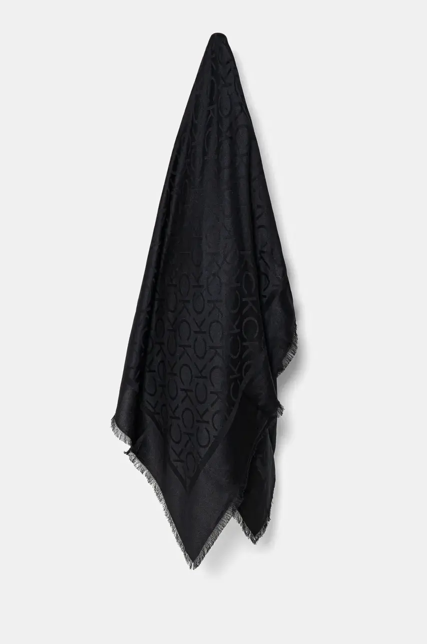 Šatka Calvin Klein dámska, čierna farba, vzorovaná, K60K612974
