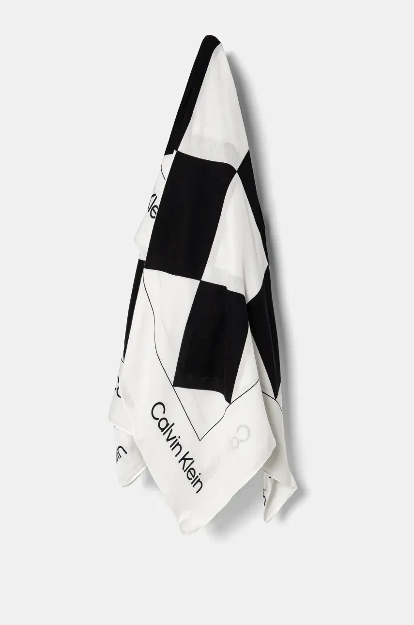 Šatka Calvin Klein dámska, čierna farba, vzorovaná, K60K613232