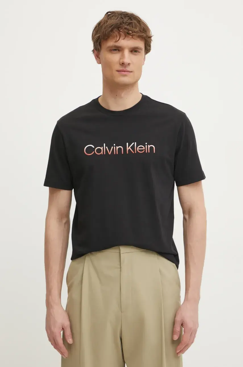 Bavlnené tričko Calvin Klein pánske, čierna farba, s potlačou, K10K114155