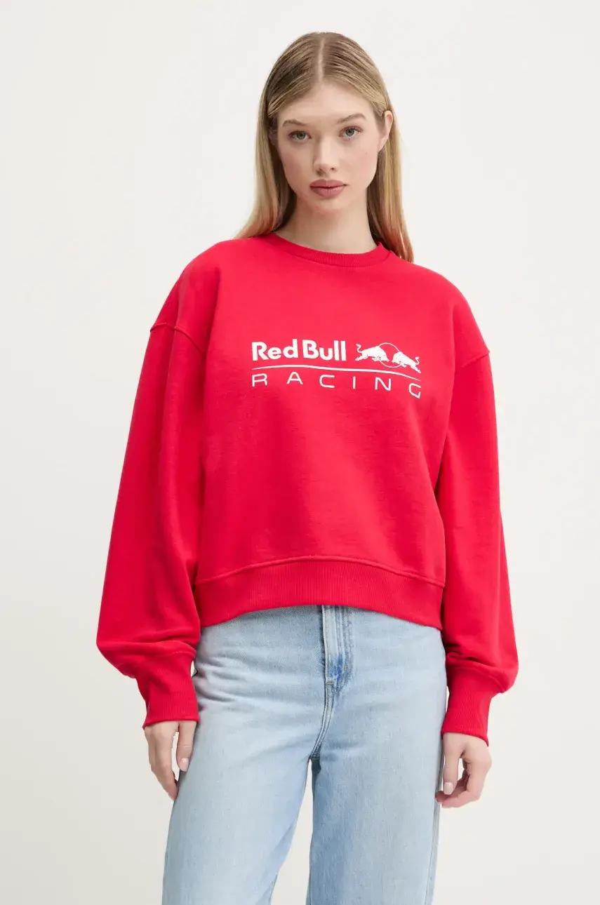 Mikina Red Bull Racing x Pepe Jeans LOGO CREW dámska, červená farba, s potlačou, RL580012