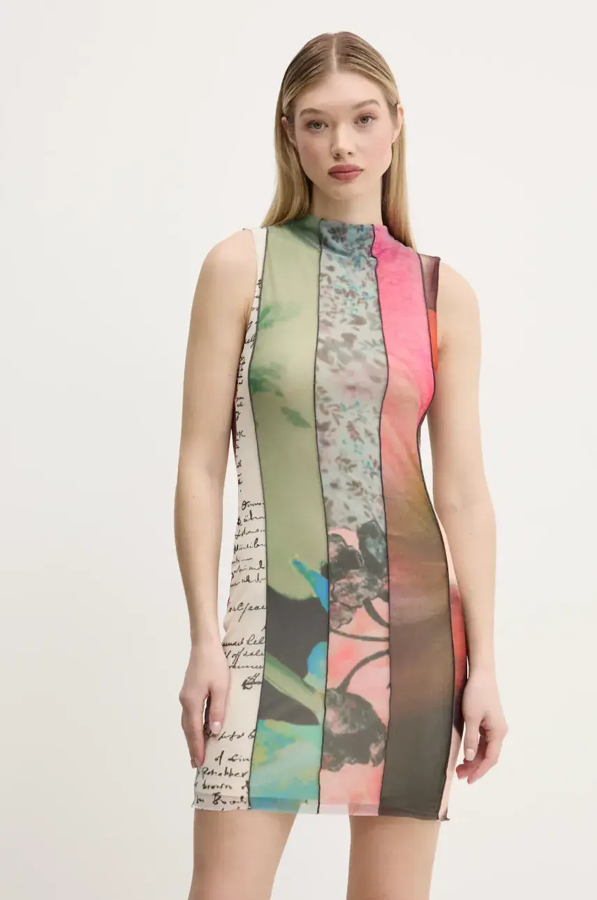 Šaty Desigual ST. JOHNS zelená farba, mini, priliehavá, 25SWVK01