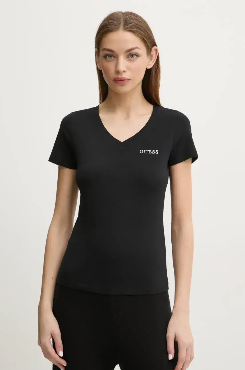 Tričko Guess NEW CARRIE dámske, čierna farba, O5RI02 KBBU1