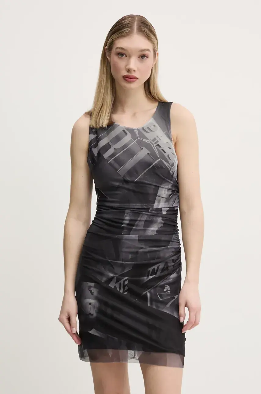 Šaty Desigual BRATISLAVA šedá farba, mini, priliehavá, 25SWVK47