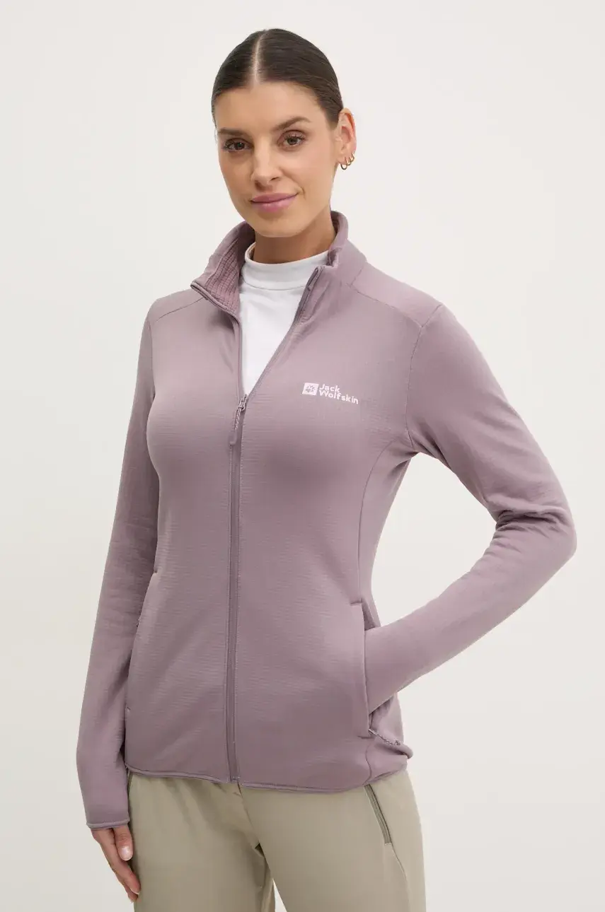 Športová mikina Jack Wolfskin Kolbenberg ružová farba, jednofarebná, A63965