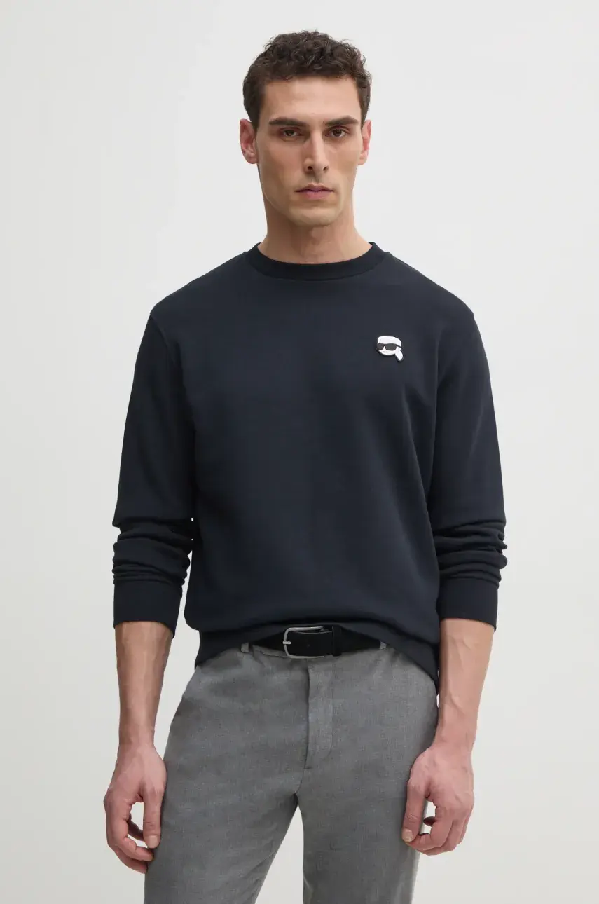 Mikina Karl Lagerfeld pánska, tmavomodrá farba, s nášivkou, 551900.705710