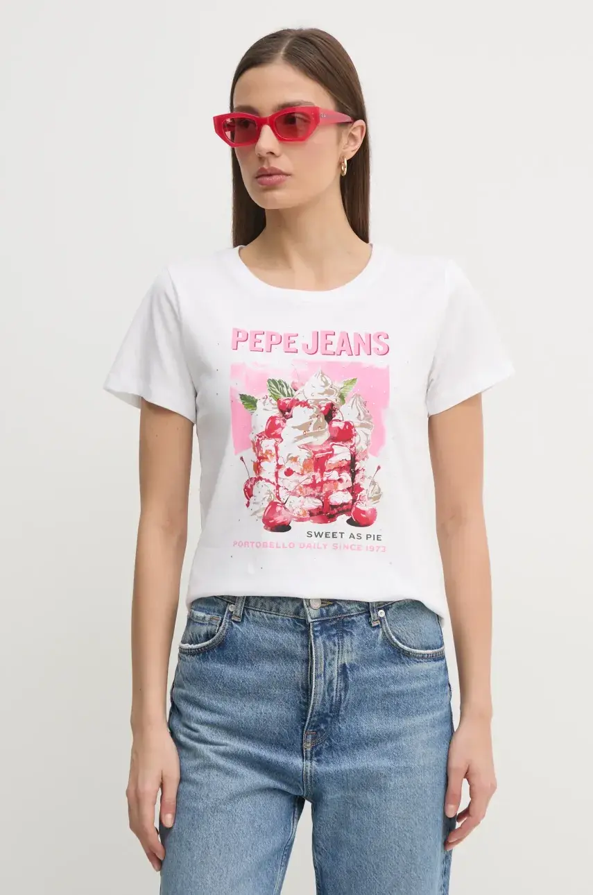 Bavlnené tričko Pepe Jeans RYOKO dámske, biela farba, PL506069