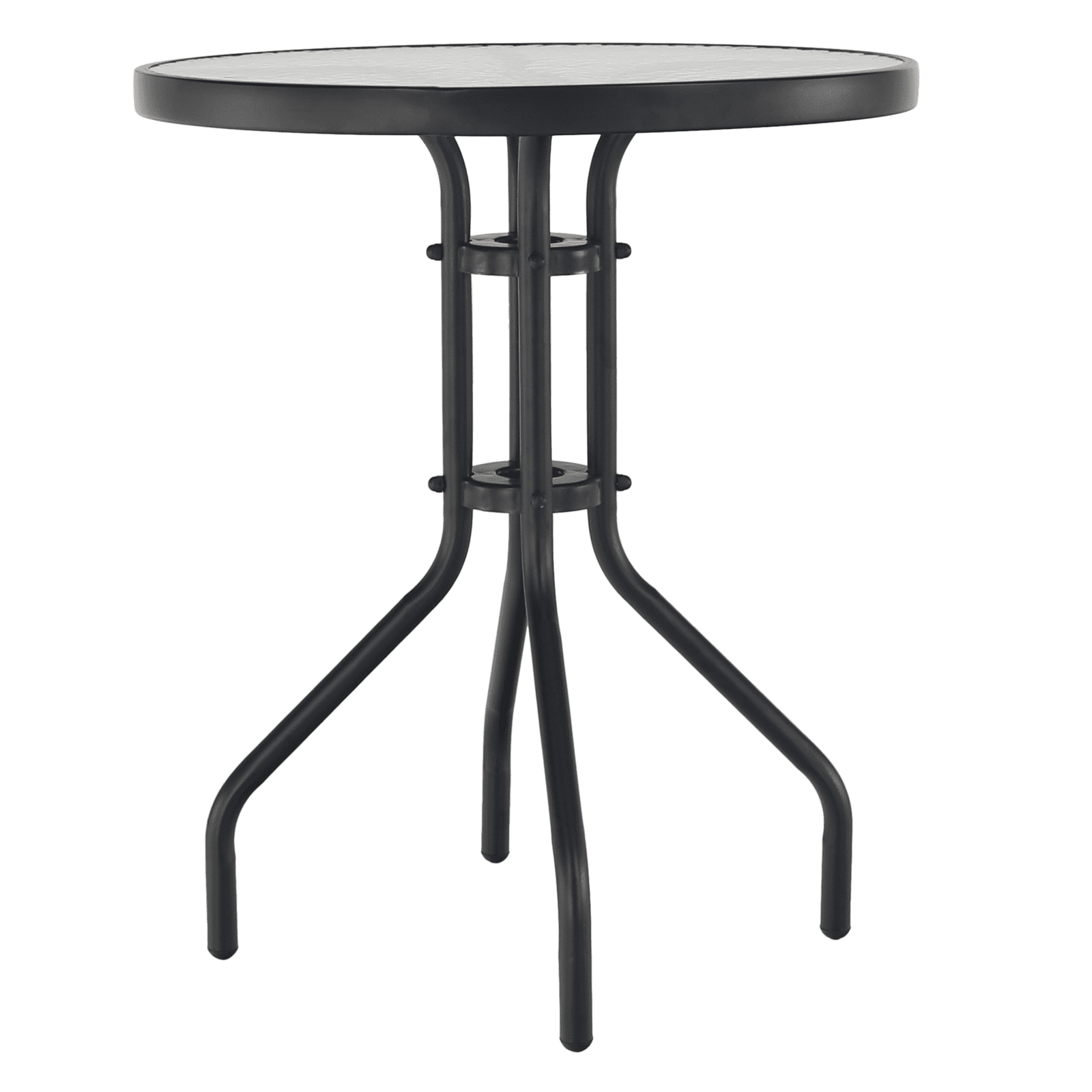 Jedálenský stôl, čierna oceľ/tvrdené sklo, priemer 60 cm, BORGEN TYP 1