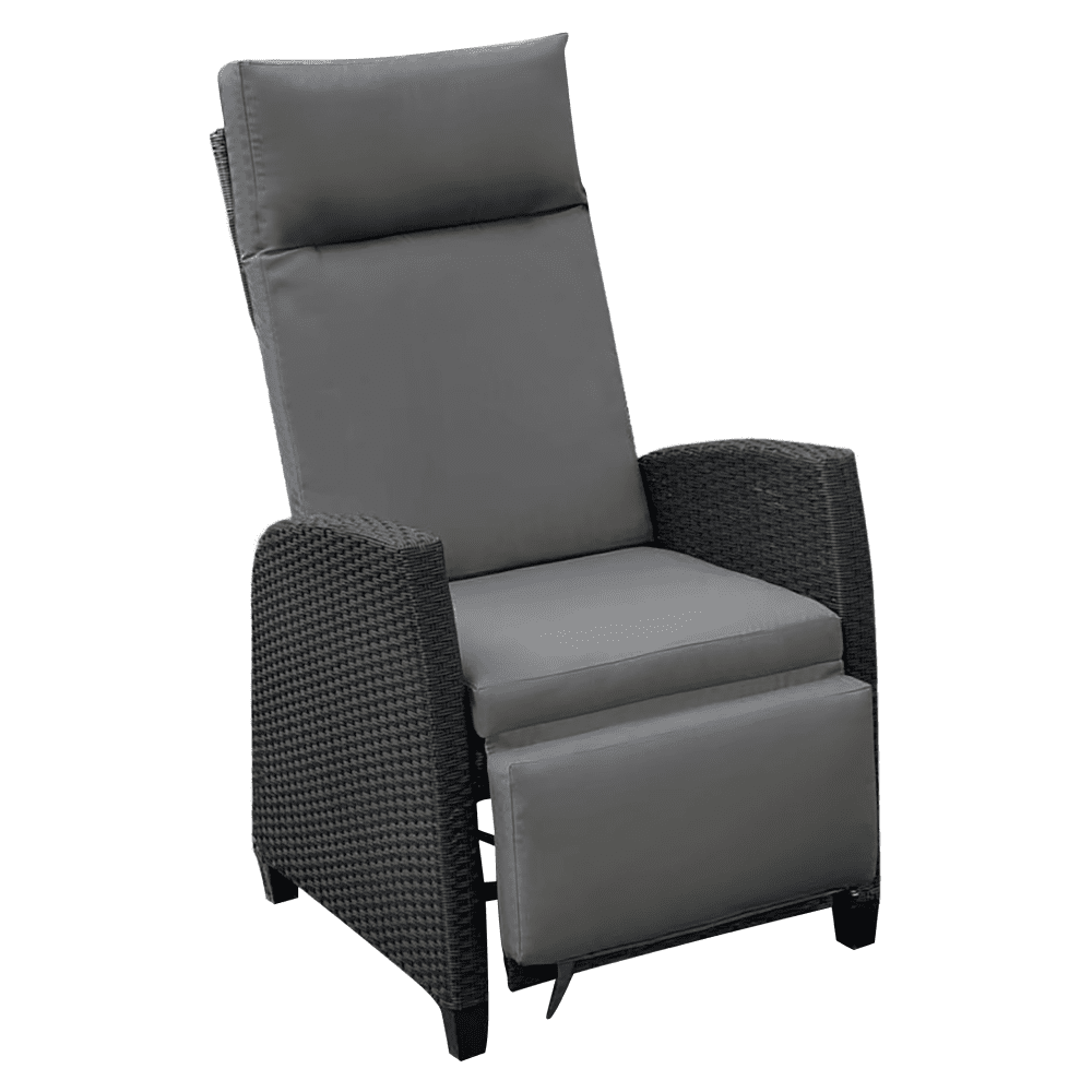 Záhradné polohovacie kreslo, čierna/sivá, PAVIO